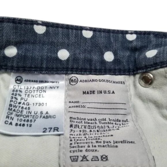 AG Adriano Goldschmied "The Stevie Ankle" Polka Dot Slim Straight Leg Jeans - Picture 10 of 14